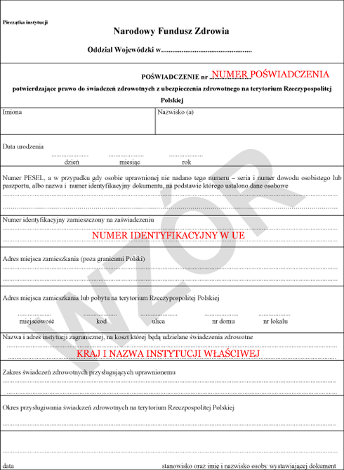 EKUZ - wzór poświadczenia EKUZ - wzór poświadczenia